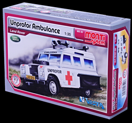 Stavebnice Monti 35 Unprofor Ambulance Land Rover 1:35 v krabici 22x15x6cm