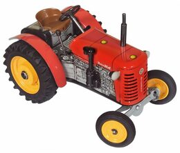 Traktor Zetor 25A červený na klíček kov 15cm 1:25 v krabičce Kovap