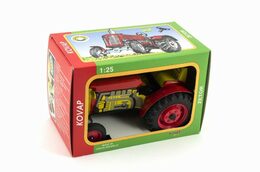 Traktor Zetor červený na klíček kov 14cm 1:25 v krabičce Kovap