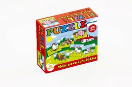 Puzzle Moje první zvířátka dřevěné 18 dílků pro nejmenší v krabičce 13x11,5x4,5c