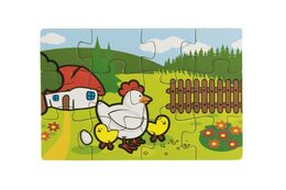 Puzzle dřevěné Moje první zvířátka 4x12 dílků 20x14x3,5cm v dřevěné krabičce 24m