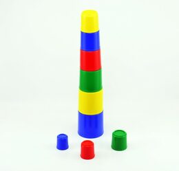 Směr Kubus pyramida skládanka kulatá plast asst 4 barvy 9ks v sáčku 9x9x8cm 12m+