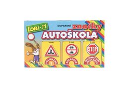 Stavebnice LORI 11 Autoškola Dopravní značky 16ks+2 kužely+auto plast v krabici