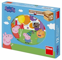 Dino dřevěné kostky Peppa pig 12 ks