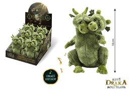 Teddies Drak Čmoudík plyš 18cm se zvukem zpívající 6ks v boxu Když draka bolí hlava