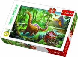 Puzzle Trefl Dinosauři na cestách 60 dílků 33x22cm v krabici 21x14x4cm