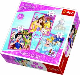 Puzzle Trefl 3v1 Kouzelný svět princezen 34833 3v1 20 36 a 50 dílků