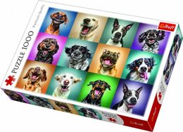 Puzzle Trefl Veselé psí portréty 1000 dílků 68,3x48cm v krabici 40x27x6cm