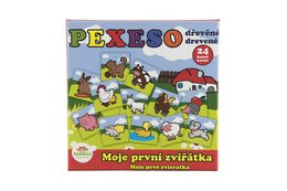 Teddies Pexeso Moje první zvířátka dřevěné 24 dílků pro nejmenší v krabičce 19,5x19,5x3,