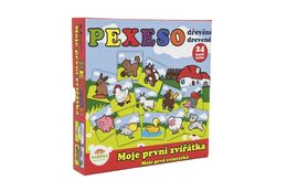 Teddies Pexeso Moje první zvířátka dřevěné 24 dílků pro nejmenší v krabičce 19,5x19,5x3,