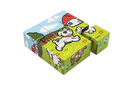 Kostky kubus Moje první zvířátka dřevo 9x9x3cm 9ks v krabičce 11x11x6cm 12m+ MPZ