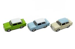 Auto Welly Trabant 1:60 kov 7cm asst mix barev volný chod v krabičce 36ks v boxu