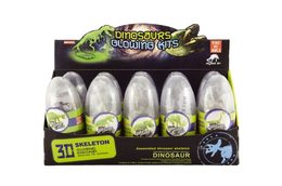 Vejce dinosaurus svítící 3D kostra plast 18cm asst mix druhů 10ks v boxu