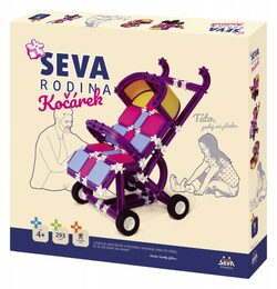 Stavebnice Seva Rodina Kočárek plast 293 dílků v krabici 35x33x5cm 4+