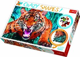 Puzzle Trefl Crazy Shapes Útok tygra 600 dílků 68x48cm v krabici 40x27x6cm