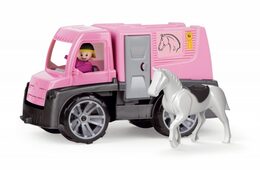 LENA Truxx Auto růžové přeprava koní set se 2 figurkami v krabici