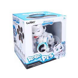 Robopes RC plast 21cm na baterie se světlem se zvukem na dotek v krabici 30x33x25cm