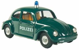 Auto VW brouk policie kov 11cm tmavě zelené v krabičce Kovap