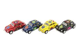 Auto Kinsmart VW Classical Beetle kov 13cm na zpětné natažení asst 4 barvy 12ks v boxu