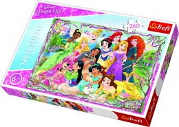 Puzzle Trefl Disney princezny: Setkání princezen 260 dílků 60x40cm v krabici 40x27x4cm