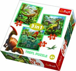 Trefl Neobyčejný svět dinosaurů 3v1 20,36,50 dílků puzzle