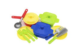 Teddies sada nádobí s doplňky plast mix barev v síťce