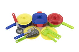 Teddies sada nádobí s doplňky plast mix barev v síťce