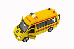Teddies Auto ambulance kov/plast 15cm na baterie se světlem se zvukem na zpětné natažení 6ks v boxu