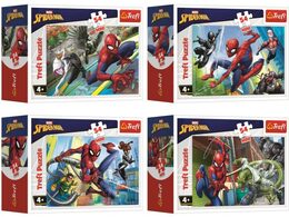 Minipuzzle 54 dílků Spidermanův čas 4 druhy v krabičce 9x6,5x4cm 40ks v boxu