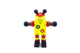 Teddies Robot dřevo 12cm 6 druhů 12ks v boxu od 18 měsíců