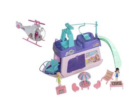 Teddies Loď pro panenky s panenkami 2ks plast 33cm s helikoptérou s doplňky v krabici 49x29x14cm