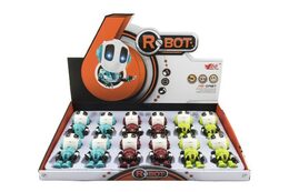 Teddies Robot kov/plast 12cm na baterie se světlem se zvukem 3 barvy 12ks v boxu