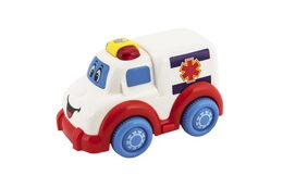 Teddies Auto ambulance pro nejmenší plast 15cm na volný chod na bat. se světlem se zvukem v krabičce 12m+