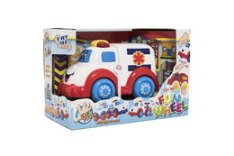Teddies Auto ambulance pro nejmenší plast 15cm na volný chod na bat. se světlem se zvukem v krabičce 12m+