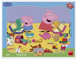 Puzzle deskové Dino Peppa Pig si hraje Prasátko Peppa/Peppa Pig 12dílků 37x29cm ve fólii