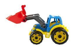 Rappa traktor plastový se lžicí plast na volný chod 2 barvy 17x37x17cm 12m+