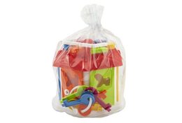 Teddies vkládačka domeček plast s klíči se zvířátky v sáčku 19x20x19cm 12m+