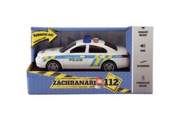 Teddies Auto policie plast 15cm na baterie se zvukem se světlem na setrvačník v krabici 20x11x9cm