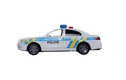 Teddies Auto policie plast 15cm na baterie se zvukem se světlem na setrvačník v krabici 20x11x9cm