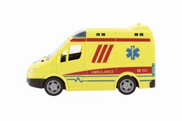 Teddies Auto ambulance plast 20cm na setrvačník na baterie se zvukem se světlem v krabici 26x15x12cm