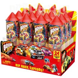 Auto Boom City Racers plast mix druhů v plastové tubě 21x6,5x6cm 12ks v boxu