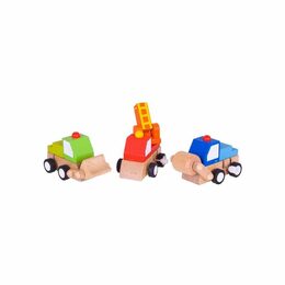 Bigjigs Toys Dřevěná barevná autíčka na natahování
