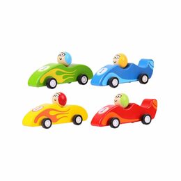 Bigjigs Toys Barevné dřevěné závodní auto 1ks