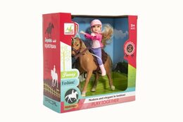 Teddies Kůň + panenka žokejka plast 20cm v krabici 23x23x9,5cm