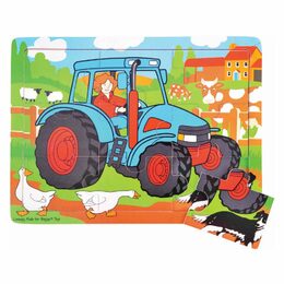 Bigjigs Toys Dřevěné puzzle traktor 9 dílků