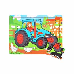 Bigjigs Toys Dřevěné puzzle traktor 9 dílků