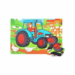 Bigjigs Toys Dřevěné puzzle traktor 9 dílků