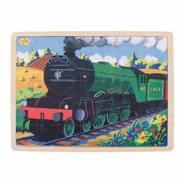 Bigjigs Toys Dřevěné puzzle historický vlak Flying Scotsman 35 dílků