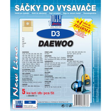 Jolly D 3 (5+1ks) do vysav. DAEWOO sáčky