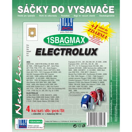 Jolly MAX 1 SBAG (4+1+1ks) do vysav. PHILIPS, ELECTROLUX, TORNADO, VOLTA